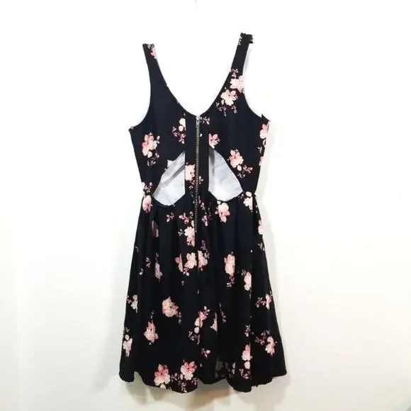Empyre Floral cutout zipper detailing mini dress S - Picture 7 of 9